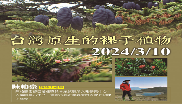 【台灣原生植物保育協會】三月線上生態講座─陳柏豪台灣的原生裸子植物