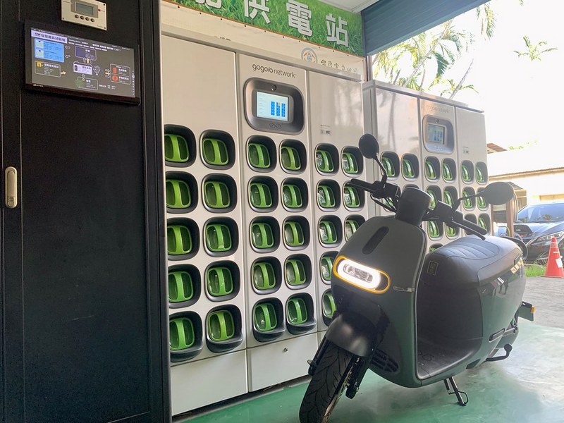 台電與Gogoro合作打造V2G電池交換示範站。圖片來源：台電提供。